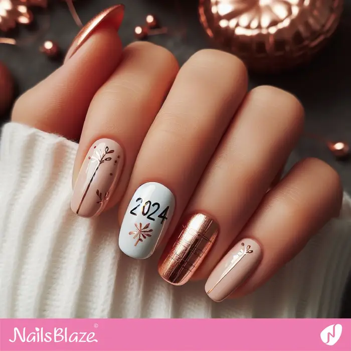 Cute Rose Gold Nails for New Year | 2024 Nails - NB3776